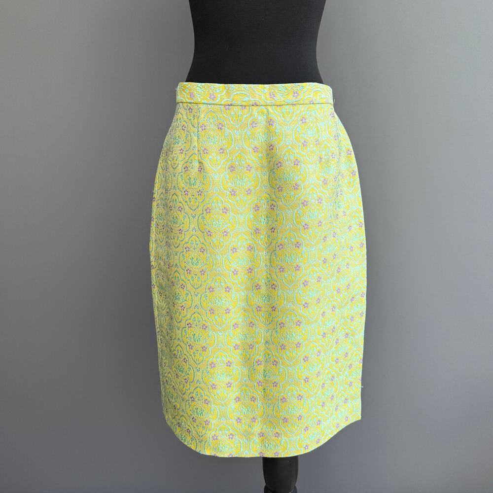 Vtg 90s Y2K Rickie Freeman for Teri Jon brocade pencil skirt - Size M Easter - Picture 2 of 10